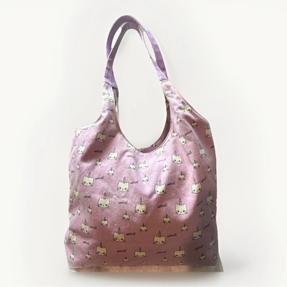Pink Cat Print Tote Bag - Picture 11 of 14